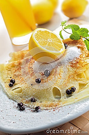 Pancake with blueberry Stock Photo