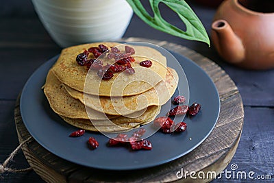 Pancake and cherry chip Stock Photo