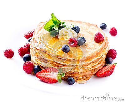 Pancake. Crepes With Berries Stock Photo