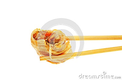 Pancake roll in cposticks Stock Photo