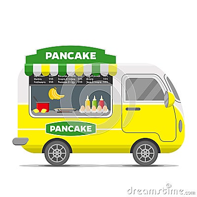 Pancake street food vector caravan trailer Vector Illustration