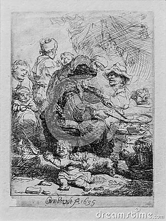The pancake woman, Rembrandt van Rijn Editorial Stock Photo