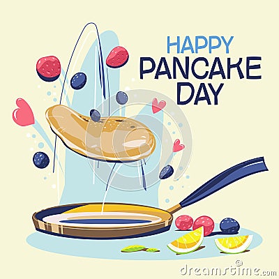 Happy Pancake Day or Shrove Day Concept Vector Illustration