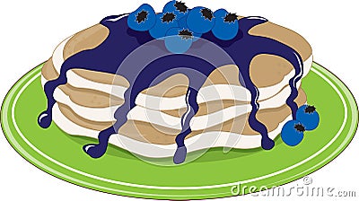 Pancakes Blueberry Vector Illustration