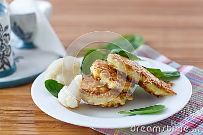 Pancakes from cauliflower Stock Photo