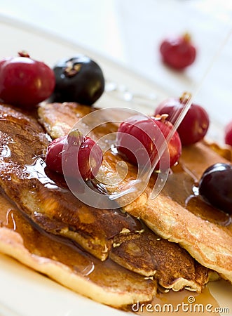 Pancakes & Fruits Stock Photo