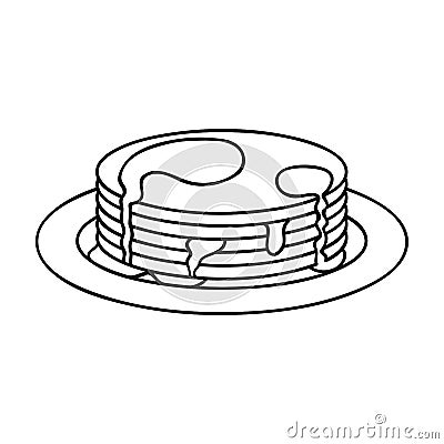 Pancakes with honey icon in outline style isolated on white background. Vector Illustration