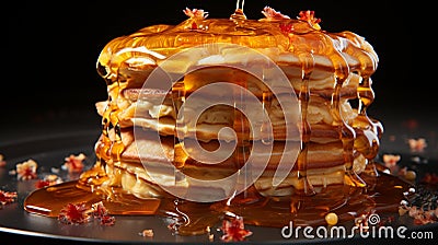 pancakes with honey syrup generated AI Stock Photo