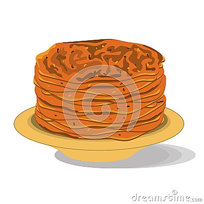 Pancakes on a plate for the holiday, baked food Vector Illustration