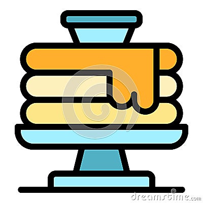Pancakes stack icon color outline vector Vector Illustration