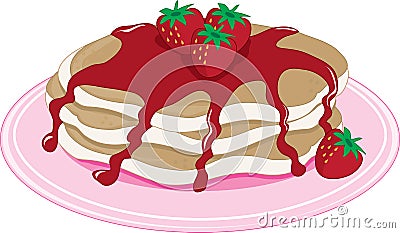 Pancakes Strawberry Vector Illustration