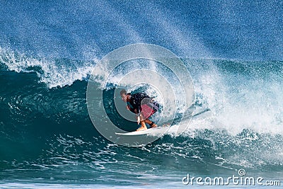 Pancho Sullivan Surfing at Rocky Point in Hawaii Editorial Stock Photo