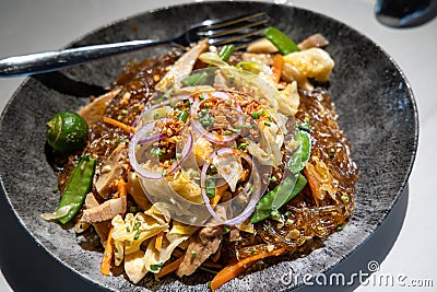 Pancit Sotanghon, a delicious Filipino traditional noodle dish Stock Photo