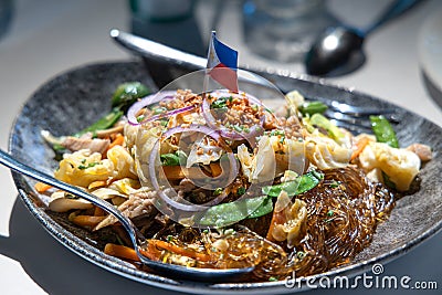 Pancit Sotanghon, a delicious Filipino traditional noodle dish Stock Photo