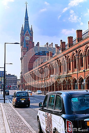 Pancras road and St Pancras International station. Editorial Stock Photo