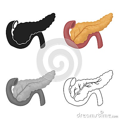 Pancreas icon in cartoon style isolated on white background. Organs symbol stock vector illustration. Vector Illustration