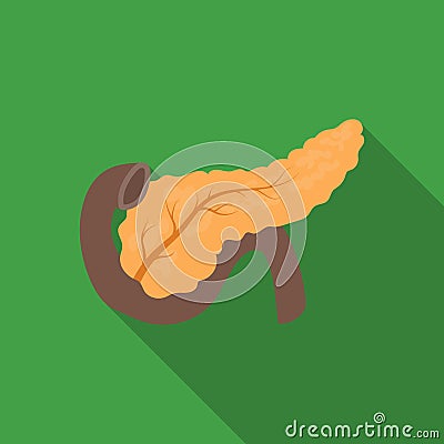 Pancreas icon in flat style isolated on white background. Organs symbol stock vector illustration. Vector Illustration
