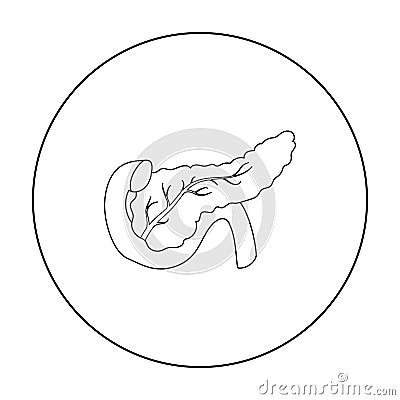 Pancreas icon in outline style isolated on white background. Organs symbol stock vector illustration. Vector Illustration