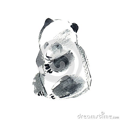 Panda animal. Watercolor hand drawn illustration. Cartoon Illustration