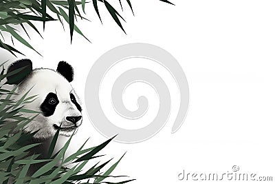 Panda Bamboo For Greetings Background Stock Photo