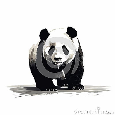 Ink Wash Painting Style Panda Vector Illustration Stock Photo