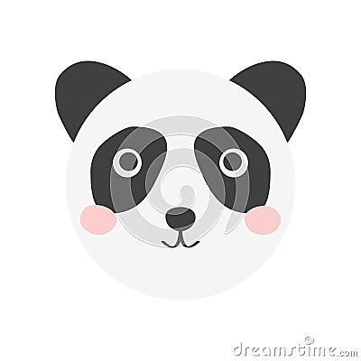 Panda bear portrait, kids art, wild arctic animal. Decor elements, sticker, postcard. Scandinavian Design Vector Illustration