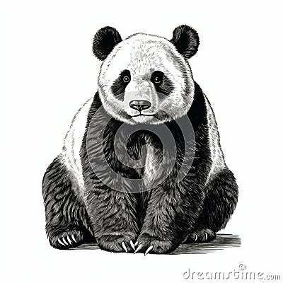 Realistic Panda Bear Vector Design Sketch - Detailed Illustration Stock Photo