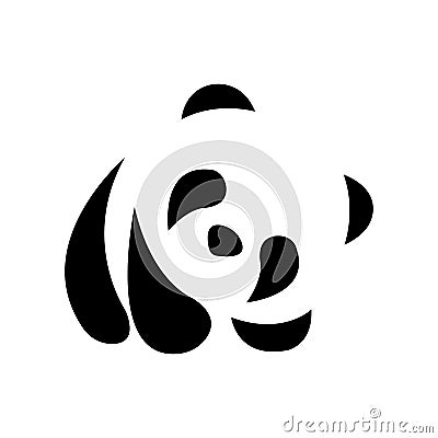 Panda, black silhouette drawn by curved lines on a white background isolated in minimalism style. Tattoo, animal logo, emblem Vector Illustration