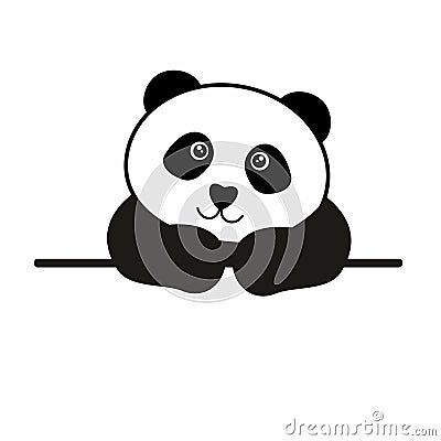 Panda black and white on a white background. animal Vector Illustration