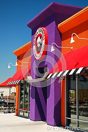 A Panda Bowl restaurant serves Chinese style food Editorial Stock Photo