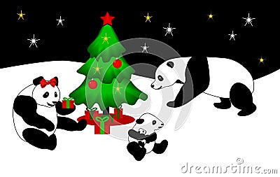 Panda Christmas Vector Illustration