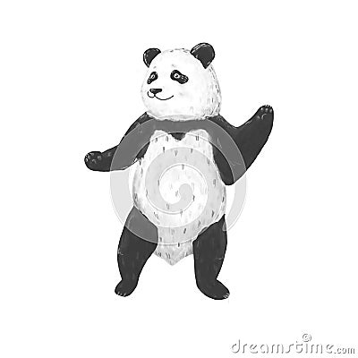 Panda clip art drawing animal illustration on white background cute animal Stock Photo