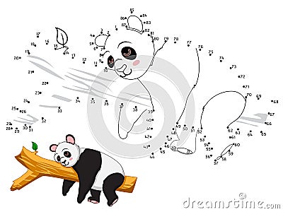 Panda Connect the dots and color Vector Illustration