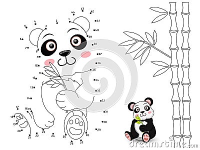 Panda Connect the dots and color Vector Illustration