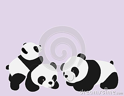 Black and White panda family Stock Photo
