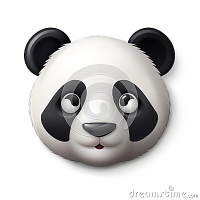 Panda 3d Icon - Cartoon Clay Material With Nintendo Isometric Spot Light Stock Photo