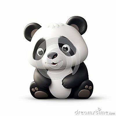 Panda 3d Icon: Cartoon Clay Material With Nintendo Isometric Spot Light Stock Photo