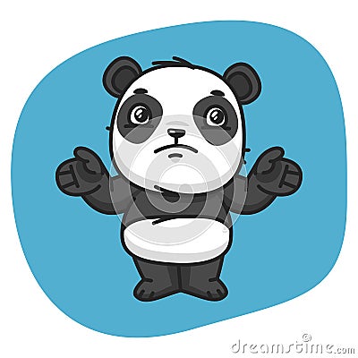 Panda Does Not Know What To Do Vector Illustration