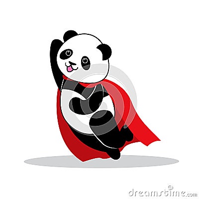 Panda dressed like superhero with capes. Vector Illustration