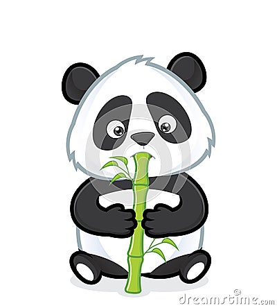 Panda eating bamboo Vector Illustration