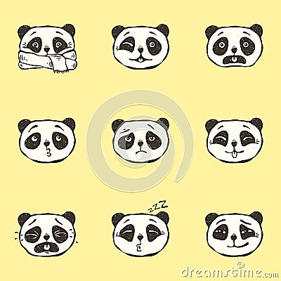 Panda emotions Vector Illustration