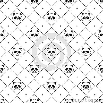 Panda face seamless pattern Vector Illustration