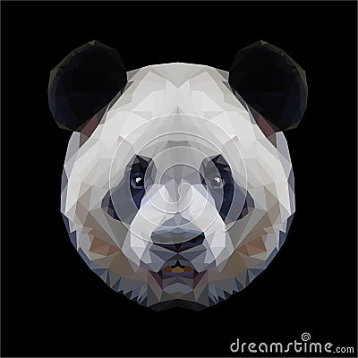 Panda head polygon portrait Vector Illustration