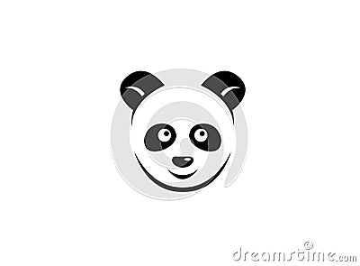 Panda head with smiling face for logo design Cartoon Illustration