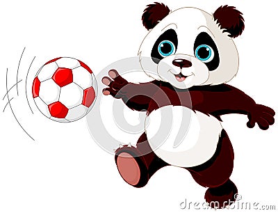 Panda hits the ball Vector Illustration