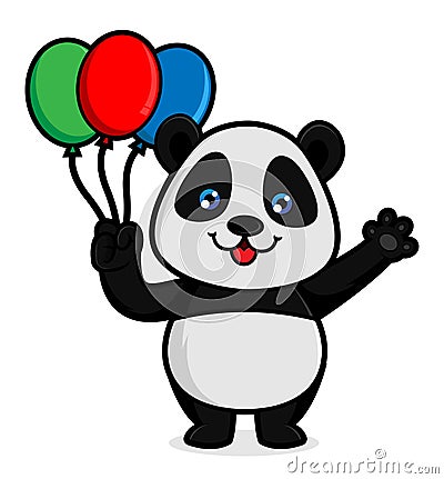 Panda hold balloons Vector Illustration