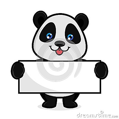 Panda hold blank sign Vector Illustration