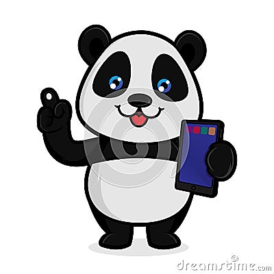 Panda hold computer tablet Vector Illustration