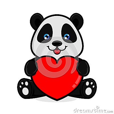 Panda hold love sign Vector Illustration