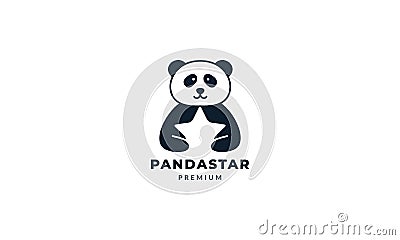 Panda hold star cute cartoon logo icon vector illustration Vector Illustration